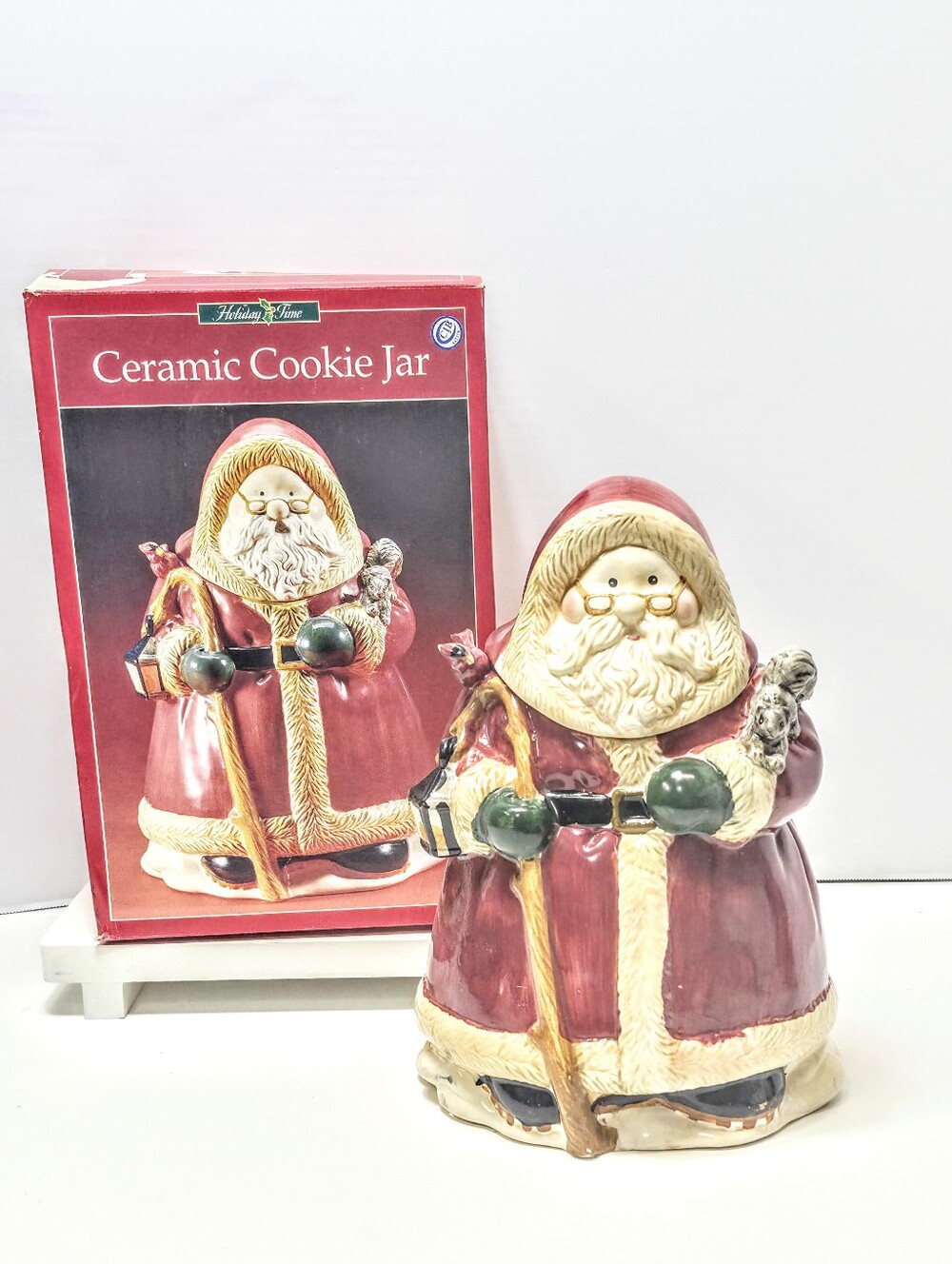 Holiday Time Ceramic Santa Cookie Jar -